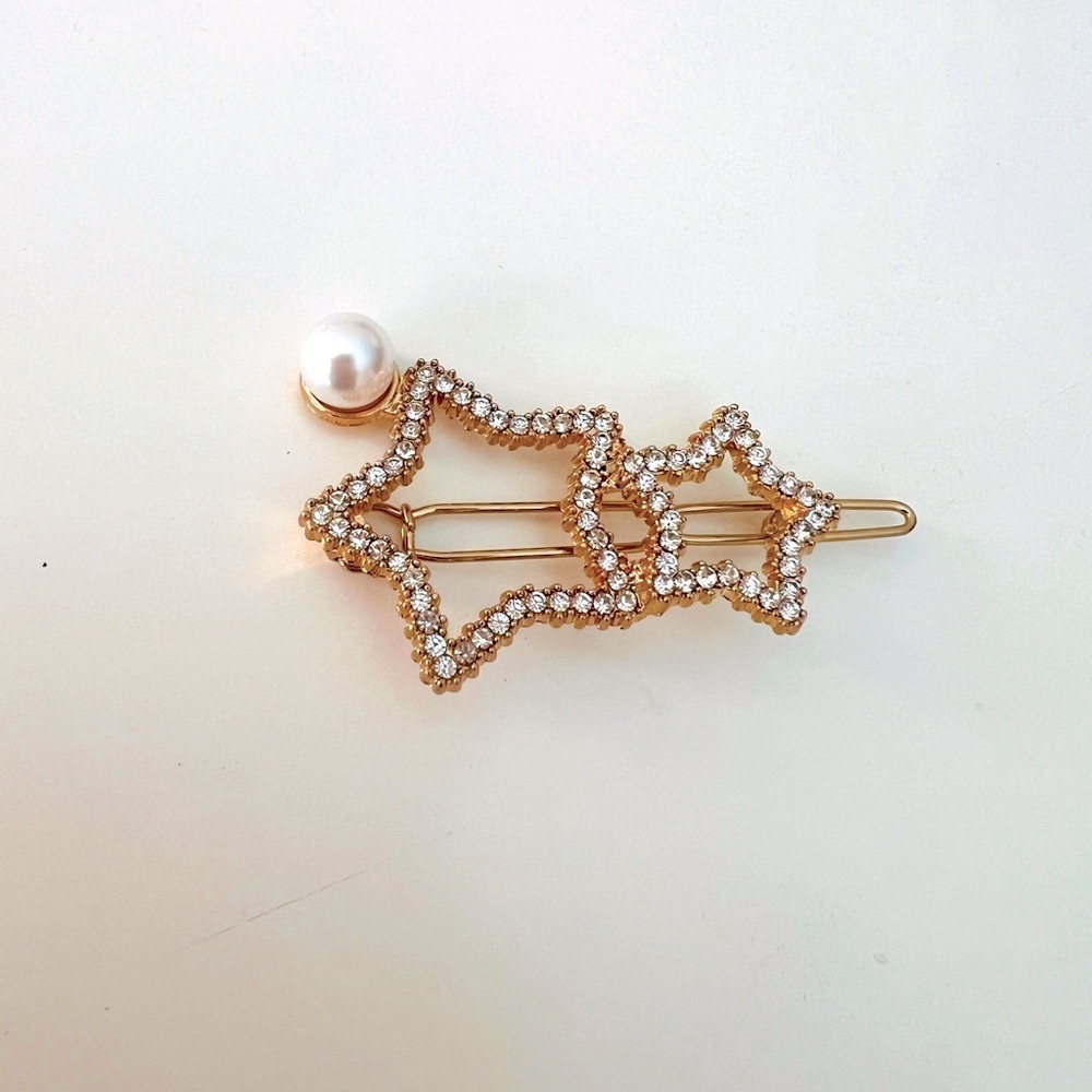 Pearl and star shape crystal hair clip
